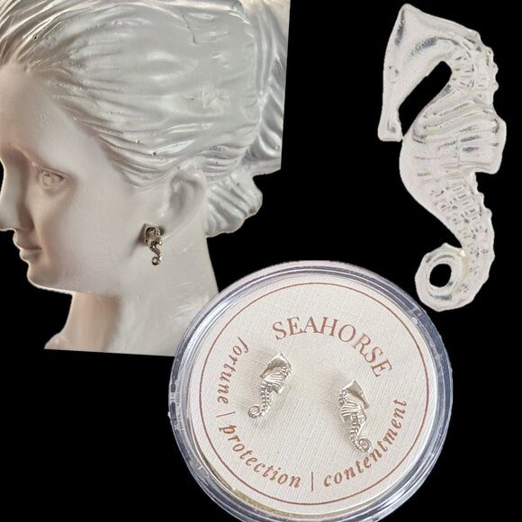 Alex and Ani Sterling Silver .925 Mini Seahorses Stud Earrings - Picture 1 of 5